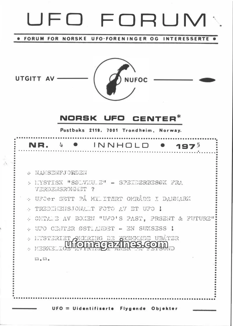 Cover of UFO Forum issue 4: UFO FORUM