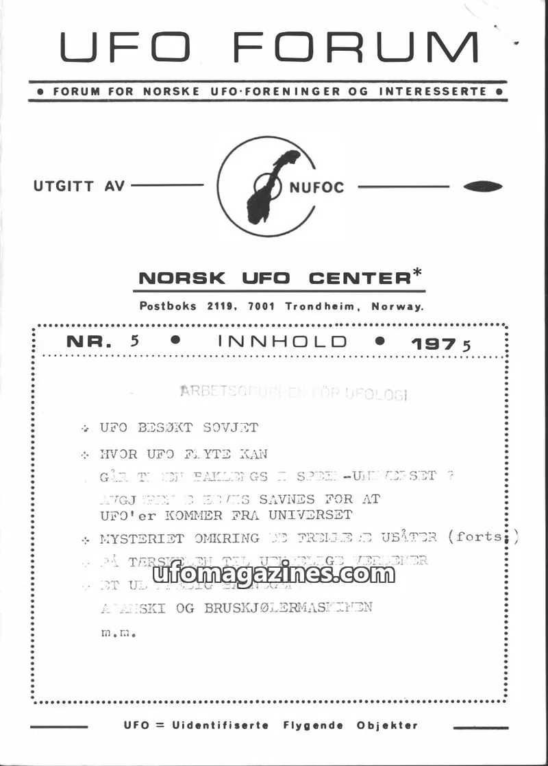 Cover of UFO Forum issue NR. 5: UFO FORUM