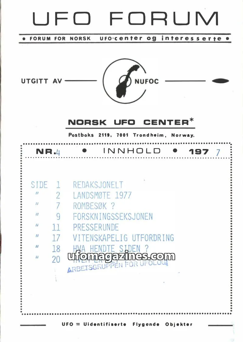 Cover of UFO Forum issue 4: UFO FORUM