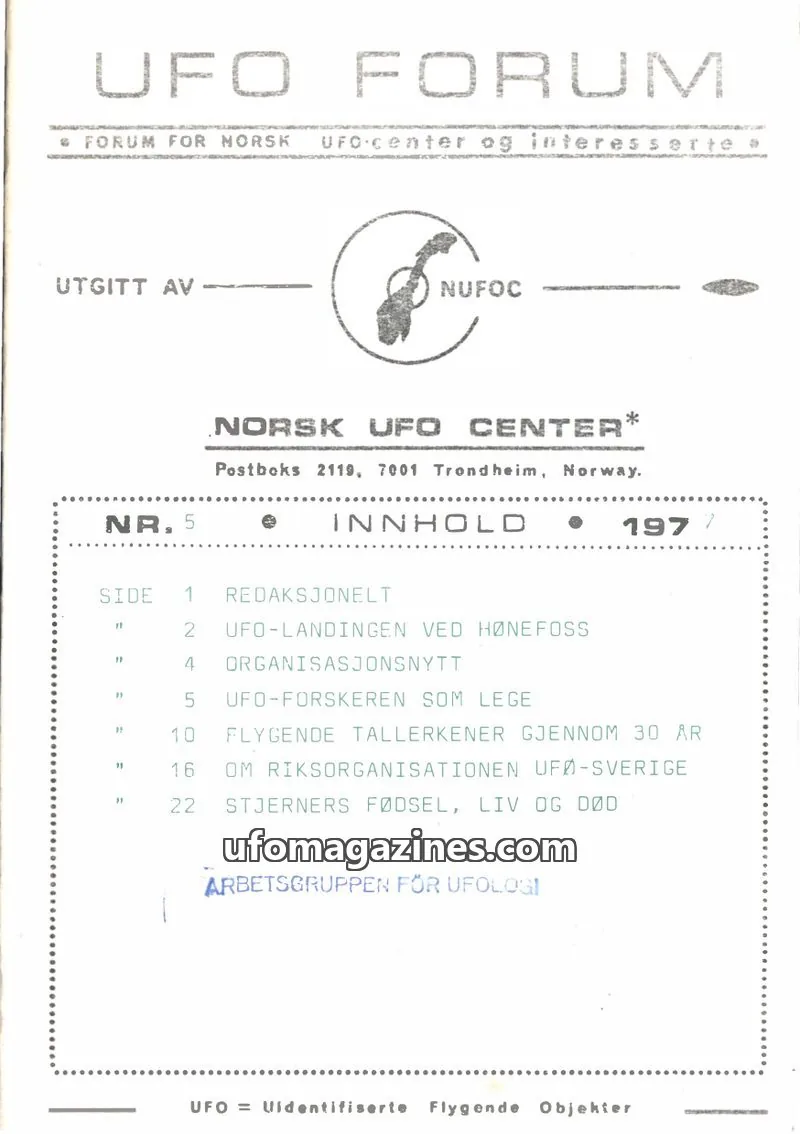 Cover of UFO Forum issue 5: UFO FORUM