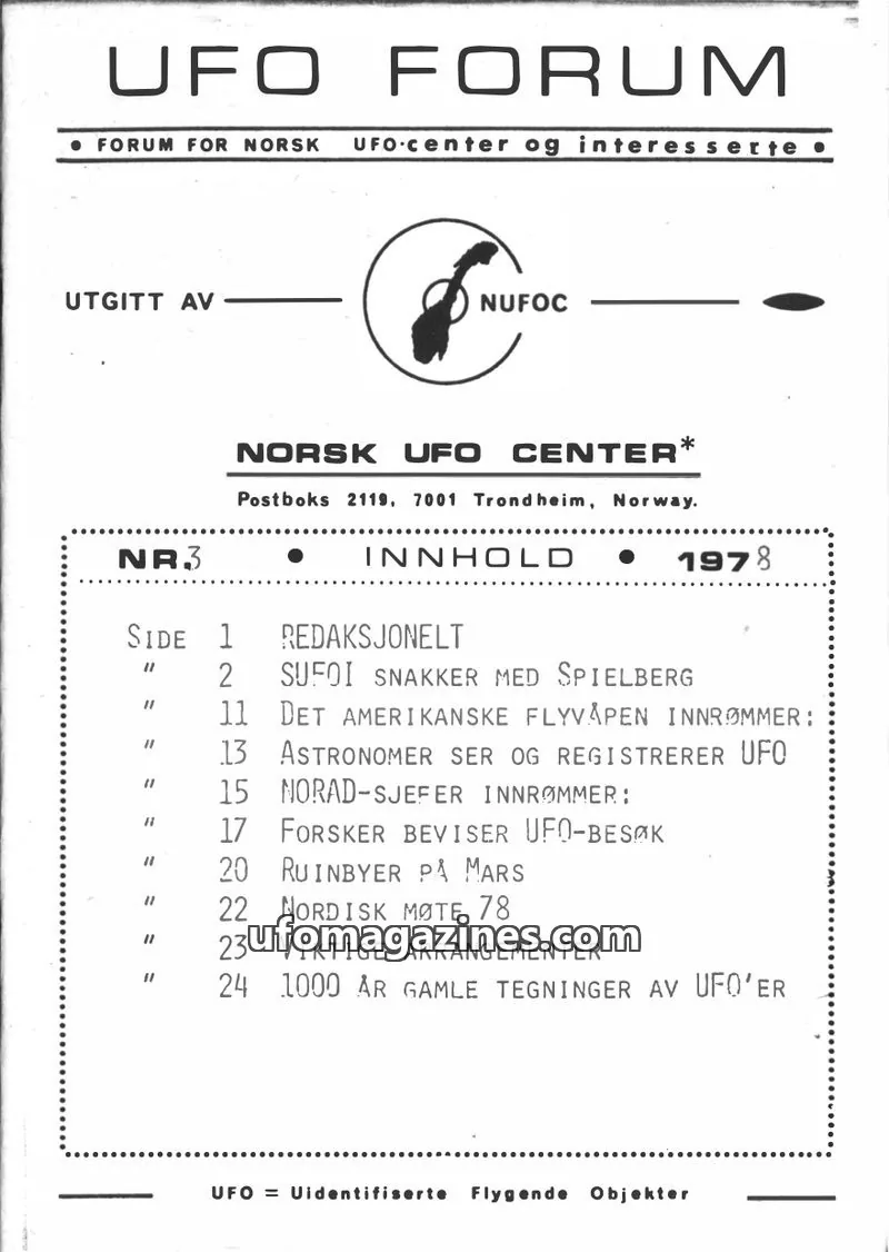 Cover of UFO Forum issue 3: UFO FORUM