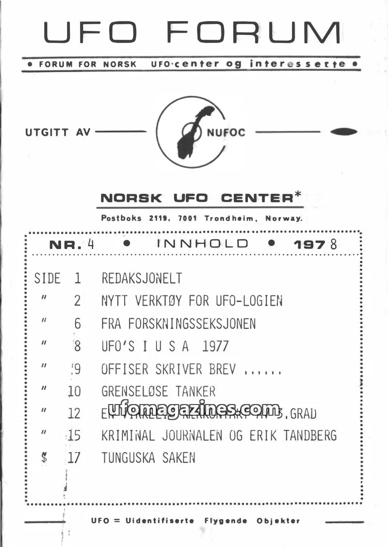 Cover of UFO Forum issue 4: UFO FORUM