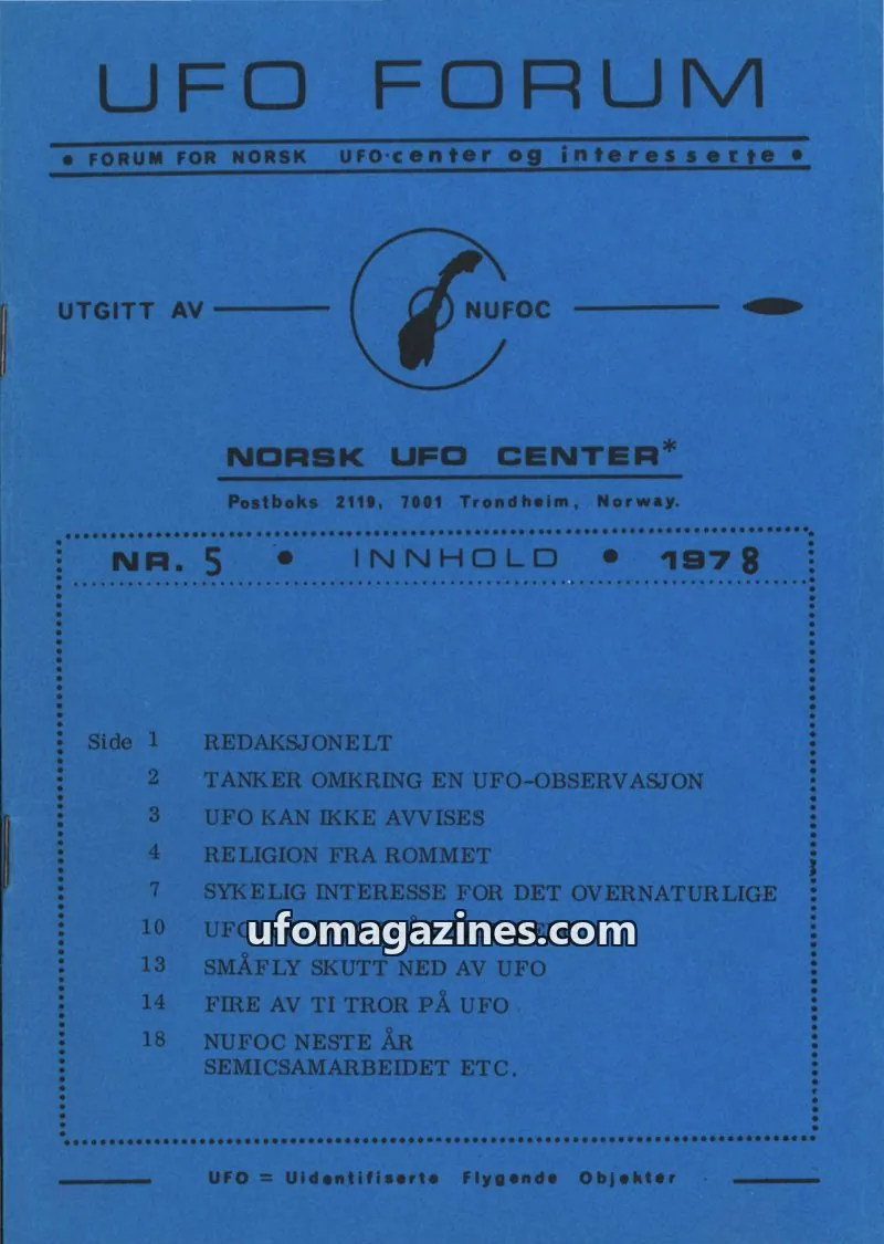 Cover of UFO Forum issue 5: UFO FORUM