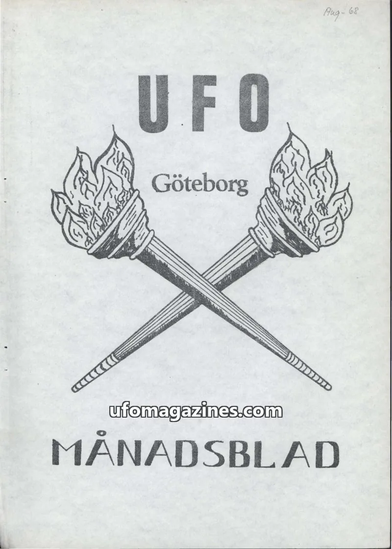 Cover of UFO Goteborg Manadsblad issue Augusti 1968: UFO MÅNADSBLAD