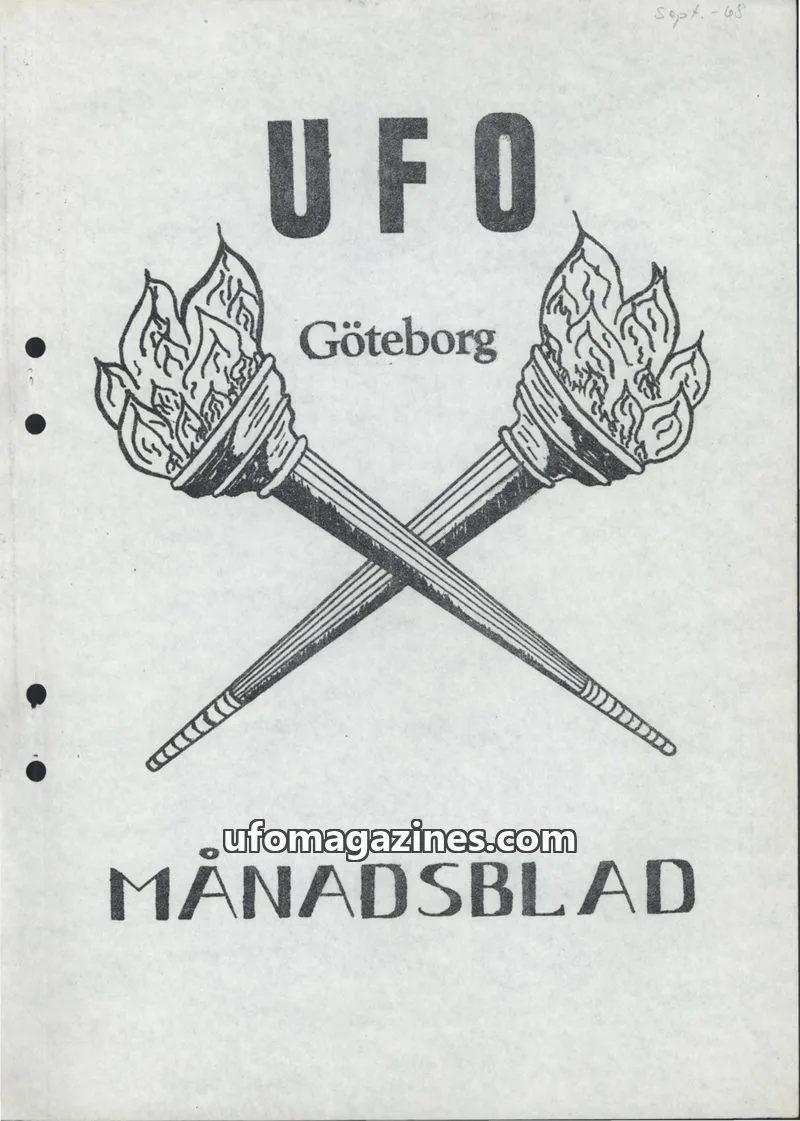 Cover of UFO Goteborg Manadsblad issue September 1968: UFO Månadsblad