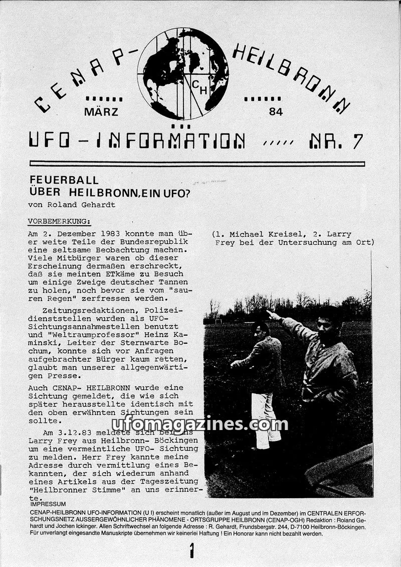 Cover of UFO Information (CENAP Heilbronn) issue 7: HEILBRONNER UFO INFORMATION