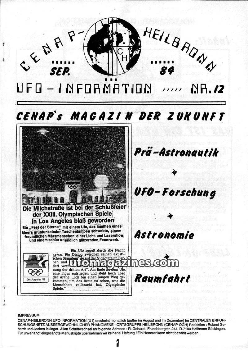 Cover of UFO Information (CENAP Heilbronn) issue 12: HEILBRONNER UFO INFORMATION