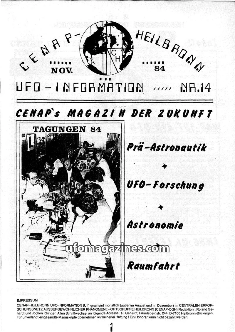 Cover of UFO Information (CENAP Heilbronn) issue 14: HEILBRONNER UFO INFORMATION