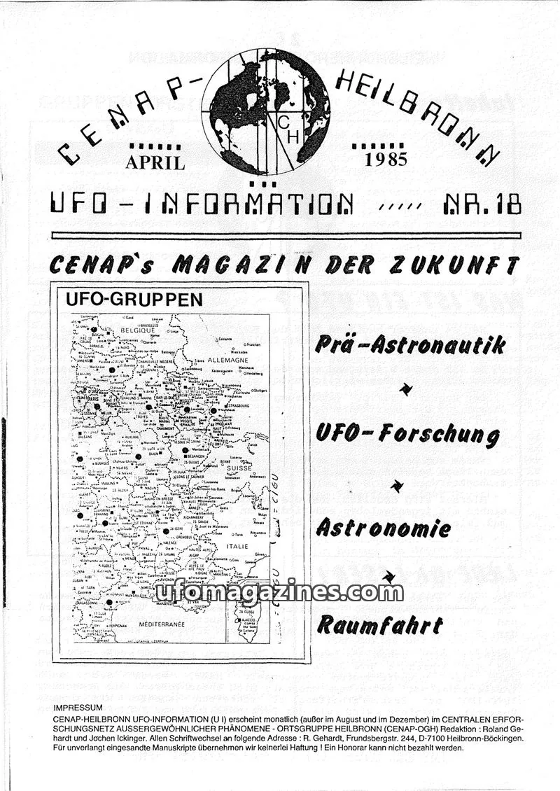 Cover of UFO Information (CENAP Heilbronn) issue NR.18: HEILBRONNER UFO INFORMATION