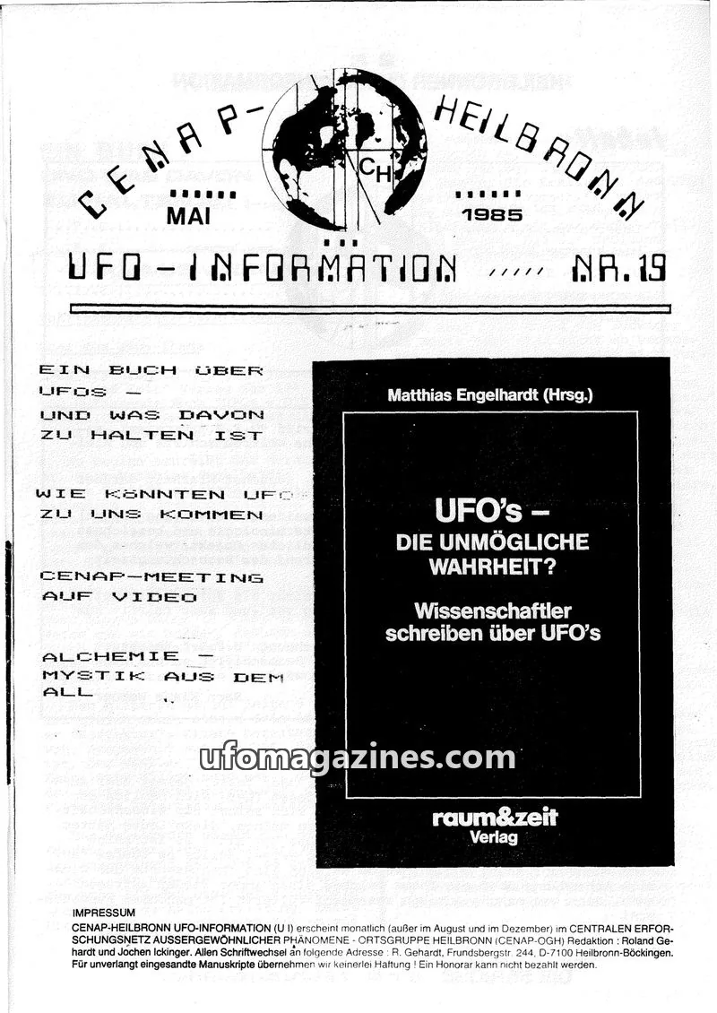 Cover of UFO Information (CENAP Heilbronn) issue 19: HEILBRONNER UFO INFORMATION