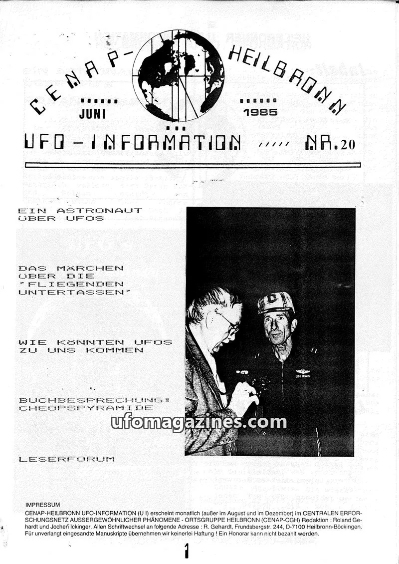 Cover of UFO Information (CENAP Heilbronn) issue 20: HEILBRONNER UFO INFORMATION