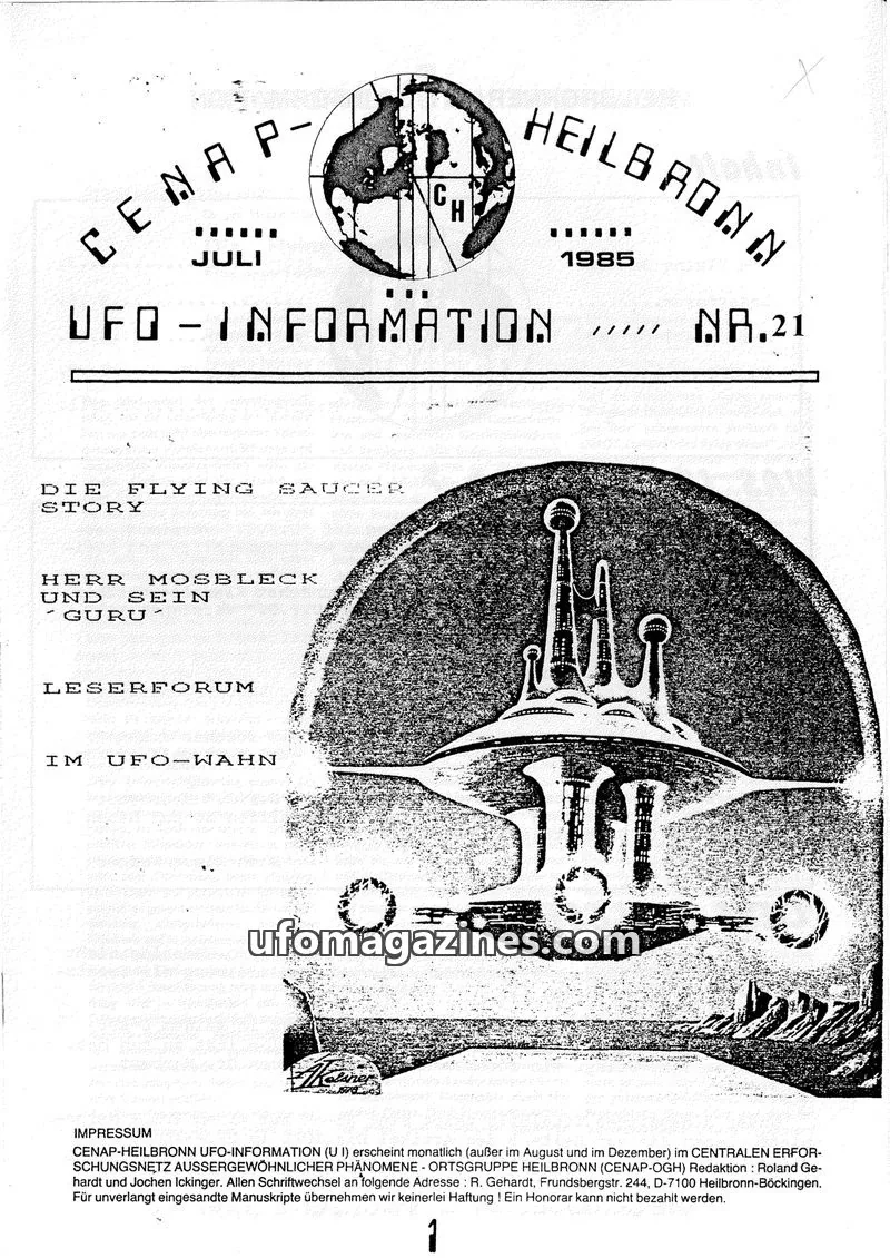 Cover of UFO Information (CENAP Heilbronn) issue 21: HEILBRONNER UFO INFORMATION