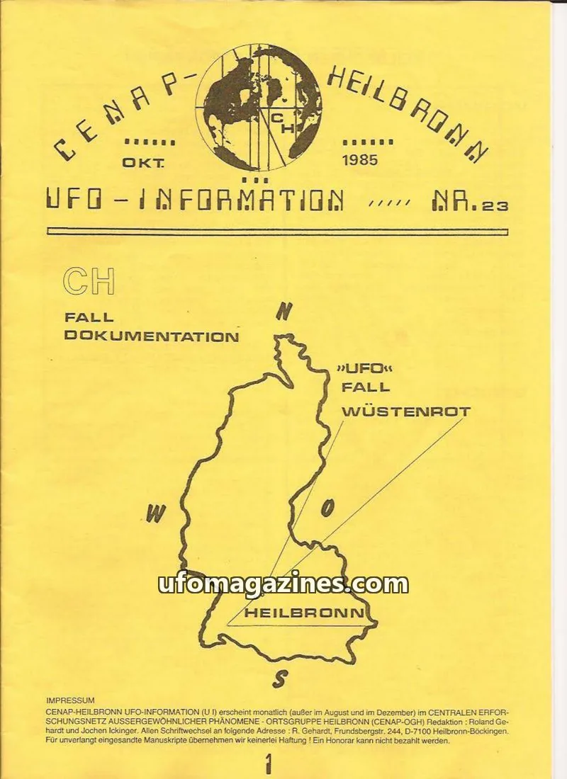 Cover of UFO Information (CENAP Heilbronn) issue 23: HEILBRONNER UFO INFORMATION