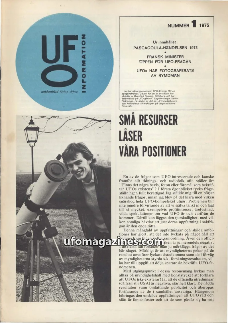 Cover of UFO Information issue 1: UFO-INFORMATION