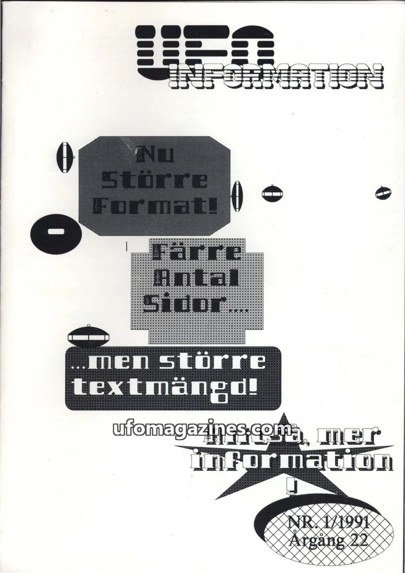 Cover of UFO Information issue 1/1991: UFO INFORMATION
