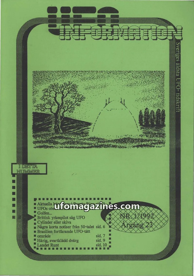 Cover of UFO Information issue 1/1992: INFORMATION