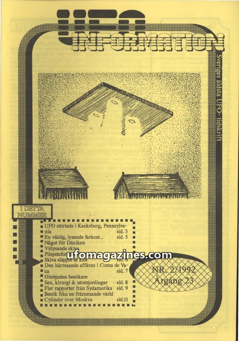 Cover of UFO Information issue 2/1992: UFO INFORMATION