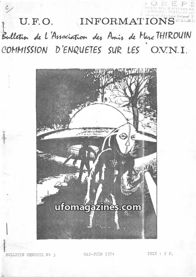 Cover of Association des Amis de Marc THIROUIN issue 3: U.F.O. INFORMATIONS