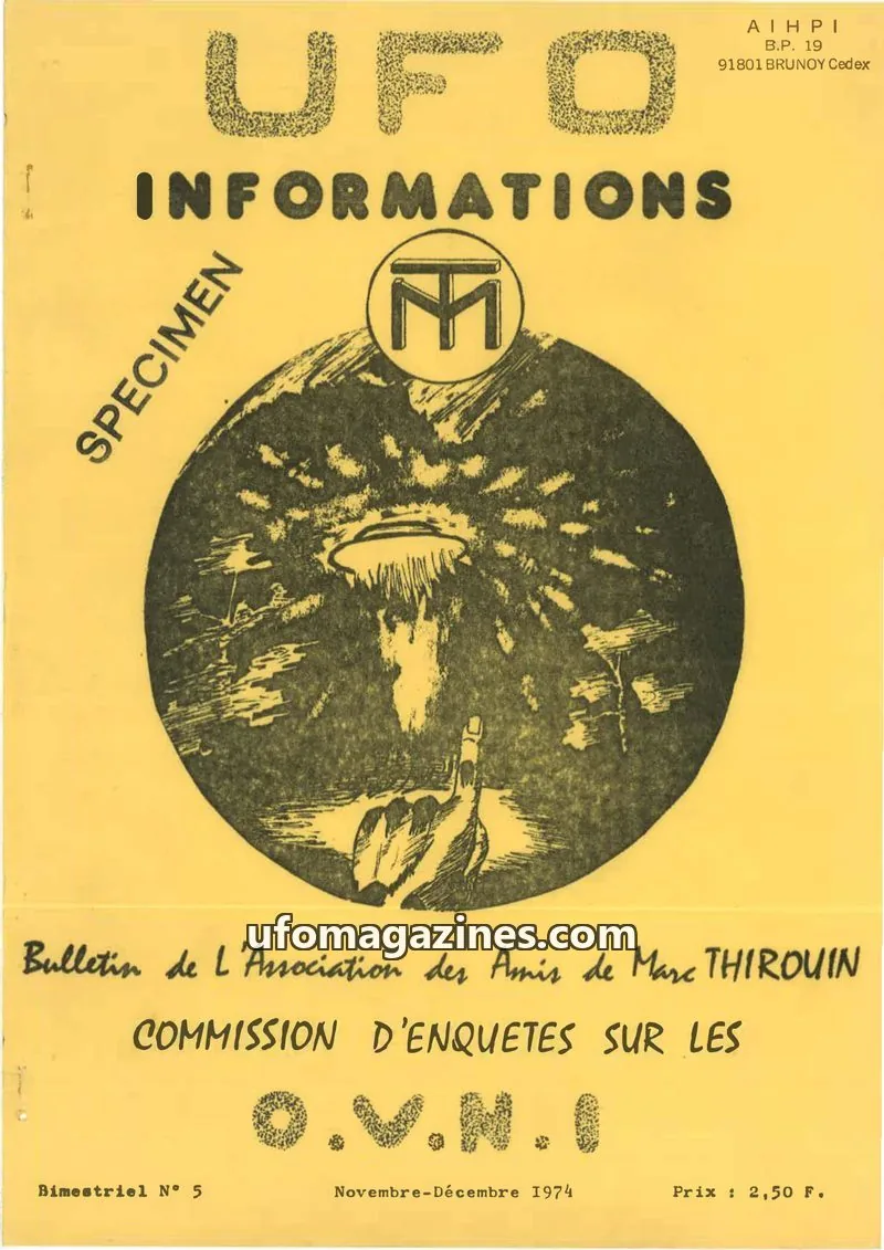 Cover of Association des Amis de Marc THIROUIN issue N° 5: UFO INFORMATIONS