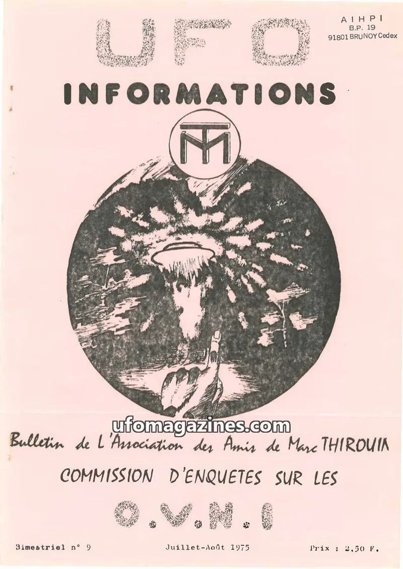 Cover of Association des Amis de Marc THIROUIN issue 9: UFO INFORMATIONS