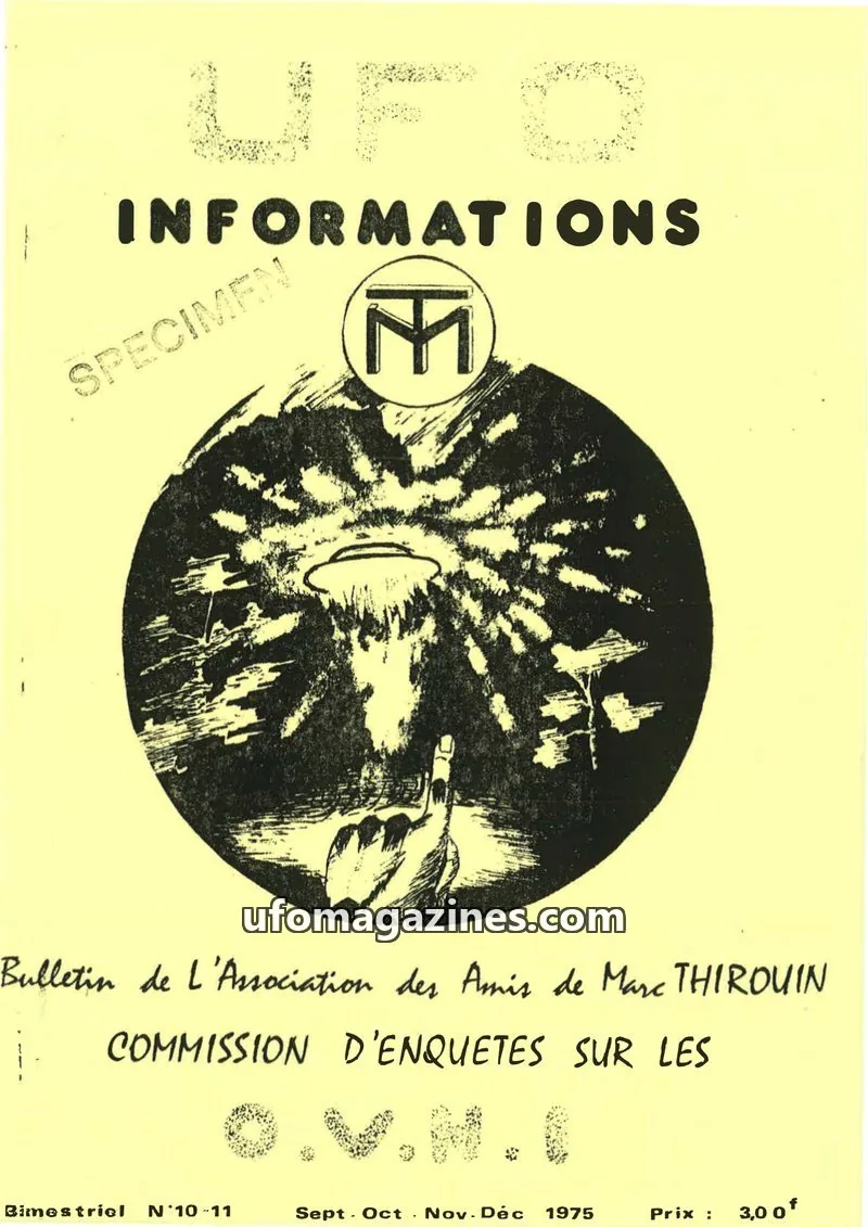 Cover of Association des Amis de Marc THIROUIN issue N°10-11: UFO INFORMATIONS