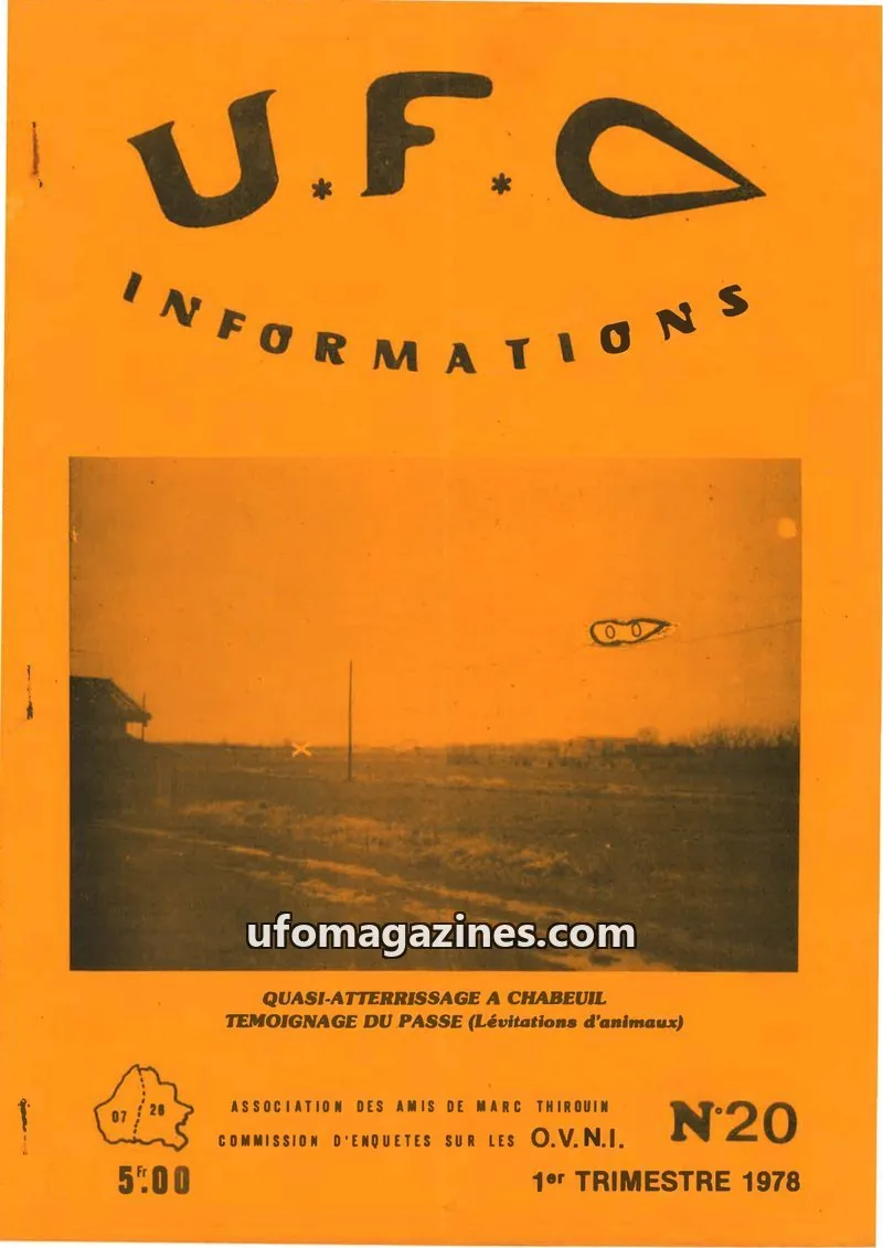 Cover of ASSOCIATION DES AMIS DE MARC THIROUIN COMMISSION D'ENQUETES SUR LES O.V.N.I. issue 20: U.F.O. INFORMATIONS