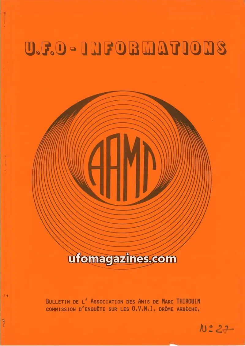 Cover of Association des Amis de Marc Thirouin issue 27: U.F.O-INFORMATIONS