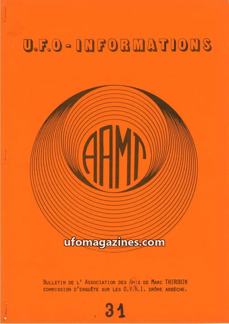 Cover of Association des Amis de Marc Thirouin issue 31: U.F.O.-INFORMATIONS
