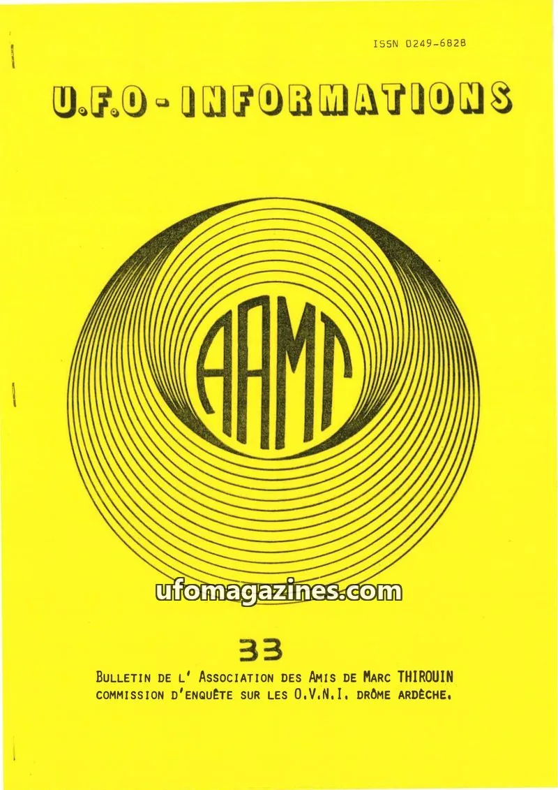 Cover of ASSOCIATION DES AMIS DE MARC THIROUIN issue 33: U.F.O.-INFORMATIONS