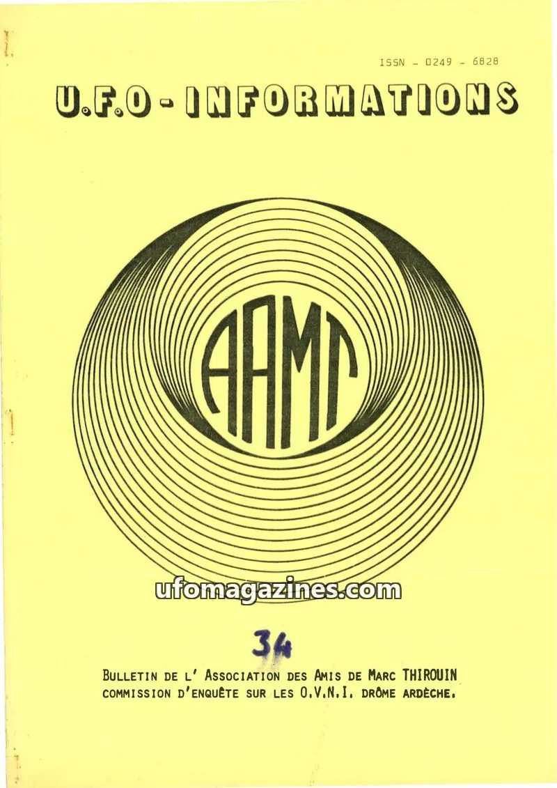 Cover of Association des Amis de Marc Thirouin issue 34: U.F.O.-INFORMATIONS