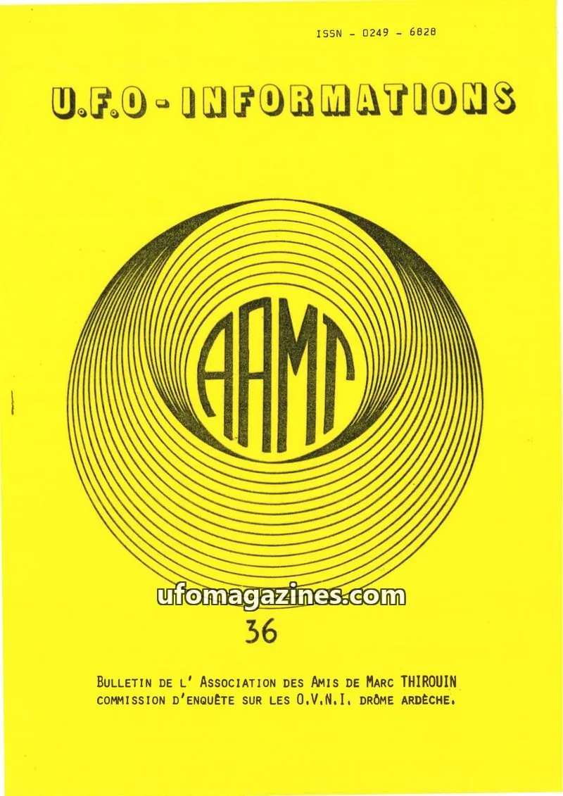 Cover of Association des Amis de Marc Thirouin issue 36: U.F.O.-INFORMATIONS