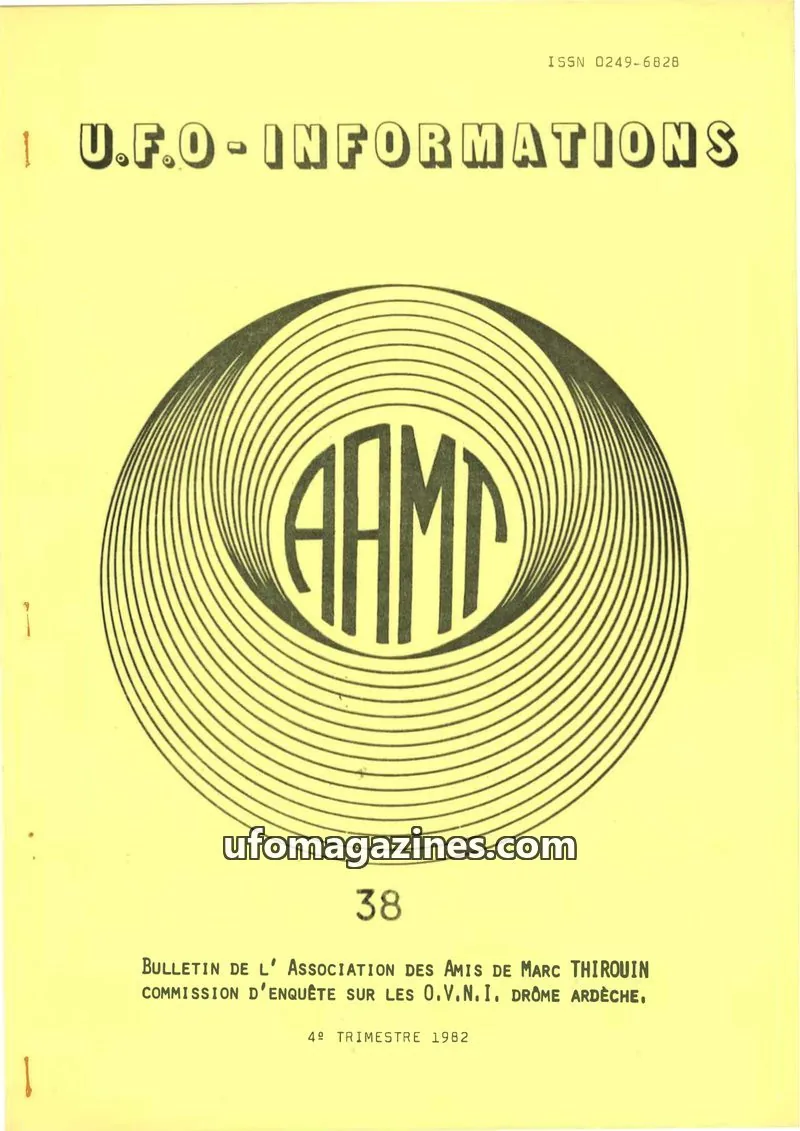 Cover of ASSOCIATION DES AMIS DE MARC THIROUIN issue 38: U.F.O-INFORMATIONS