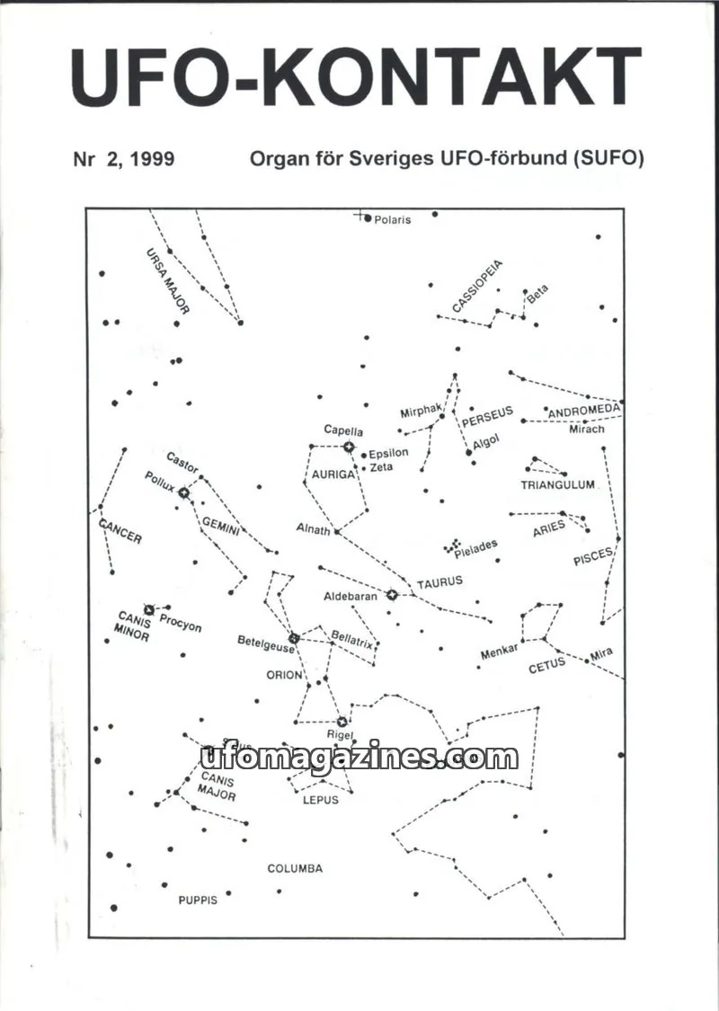 Cover of UFO Kontakt (Sune Hjorth) issue Nr 2, 1999: UFO-KONTAKT