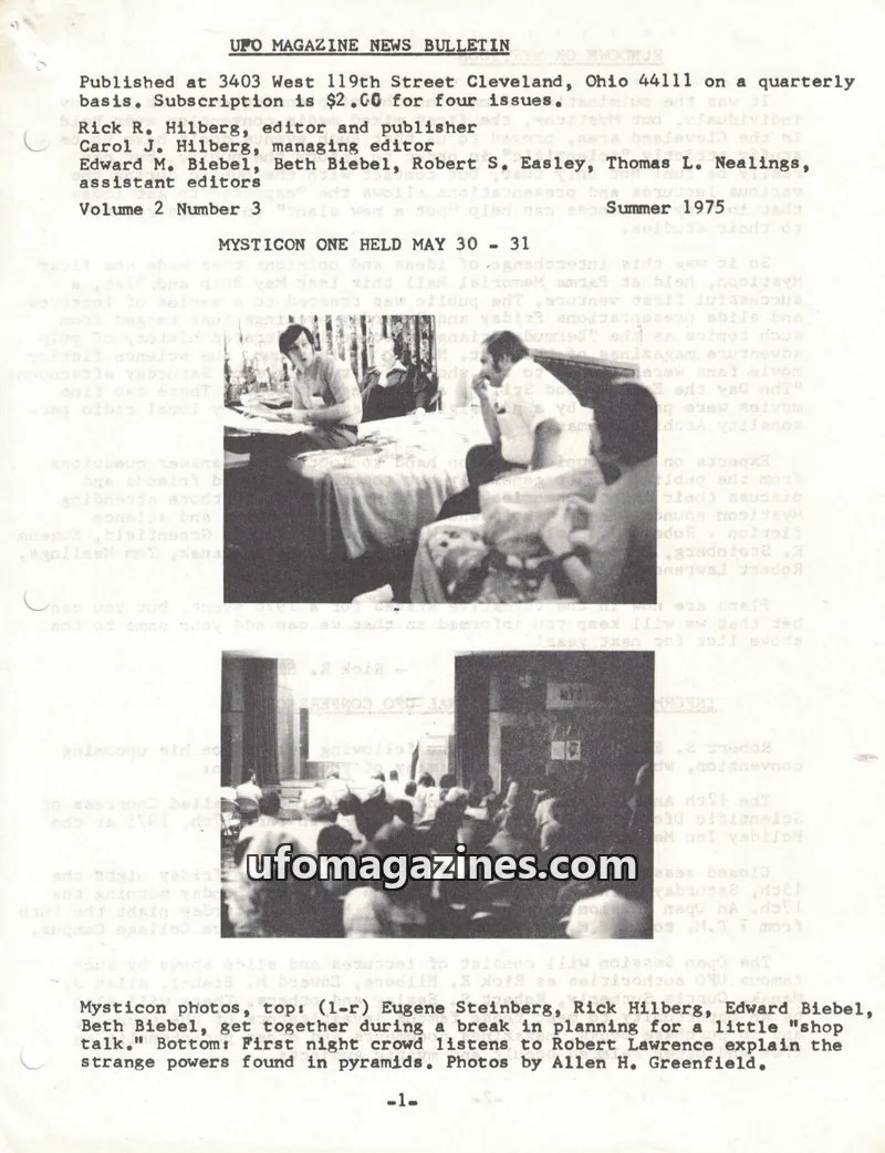 Cover of UFO Magazine (Hilberg) issue Volume 2 Number 3: UFO MAGAZINE NEWS BULLETIN