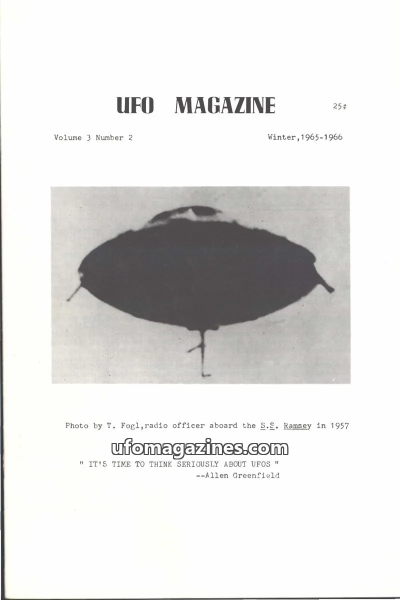 Cover of UFO Magazine Publications issue Volume 3 Number 2: UFO MAGAZINE