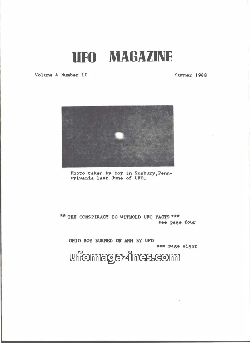 Cover of UFO Magazine Publications issue 10: UFO MAGAZINE