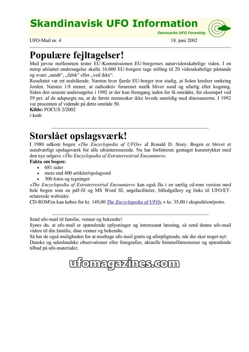 Cover of UFO Mail (SUFOI) issue UFO-Mail nr. 4: Skandinavisk UFO Information
