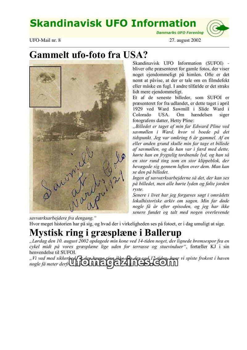 Cover of UFO Mail (SUFOI) issue nr. 8: Skandinavisk UFO Information