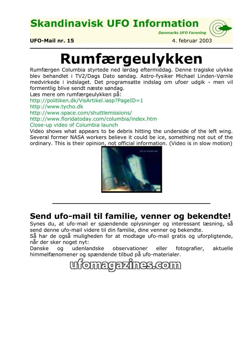 Cover of UFO Mail (SUFOI) issue nr. 15: Skandinavisk UFO Information