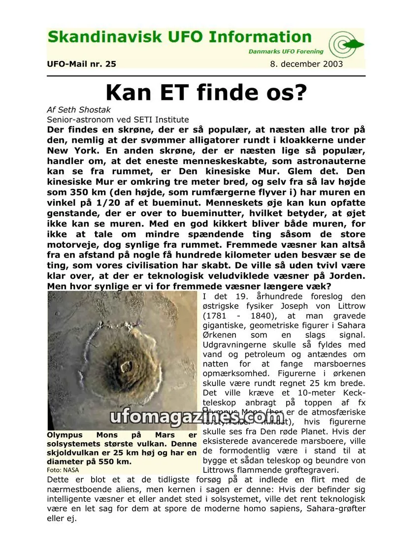 Cover of UFO Mail (SUFOI) issue nr. 25: Skandinavisk UFO Information
