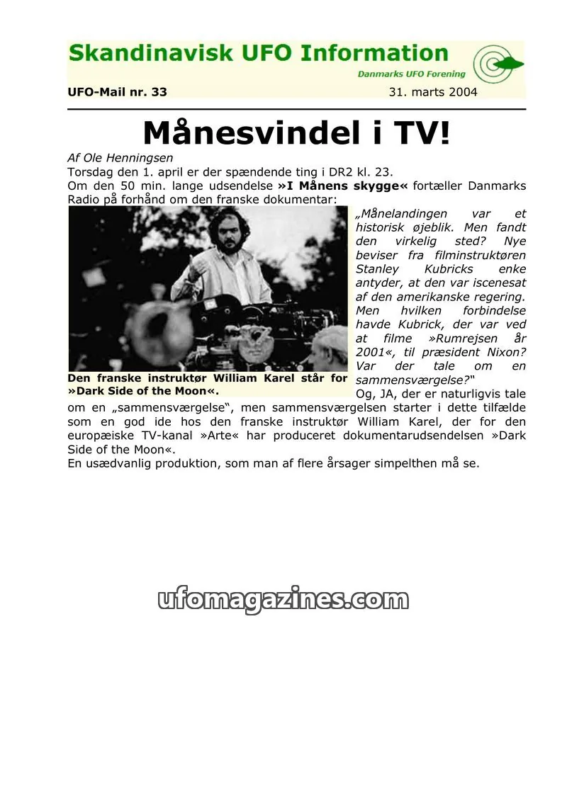 Cover of UFO Mail (SUFOI) issue nr. 33: Skandinavisk UFO Information