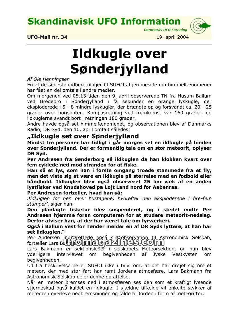 Cover of UFO Mail (SUFOI) issue 34: Skandinavisk UFO Information