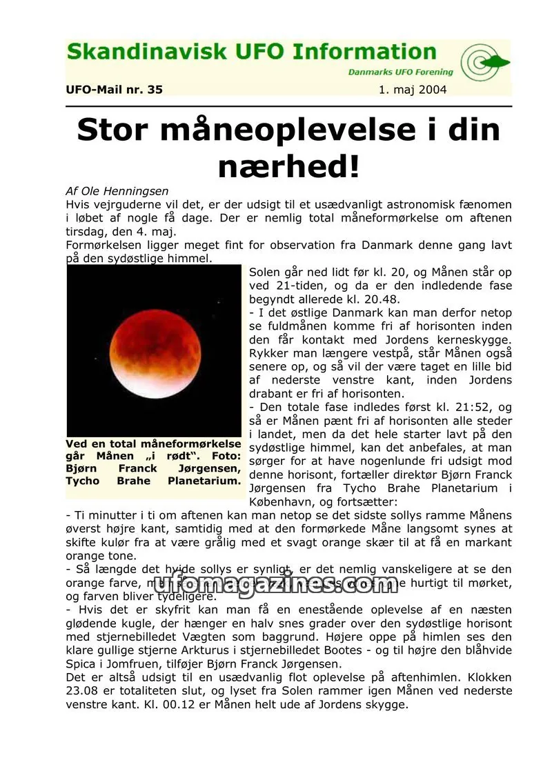 Cover of UFO Mail (SUFOI) issue nr. 35: Skandinavisk UFO Information
