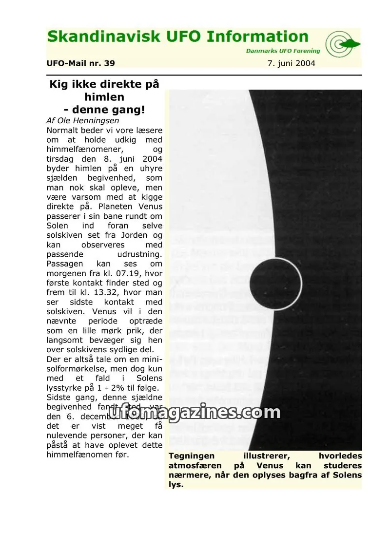 Cover of UFO Mail (SUFOI) issue nr. 39: Skandinavisk UFO Information