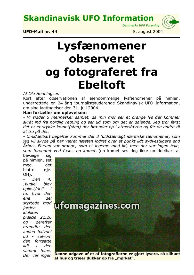 Cover of UFO Mail (SUFOI) issue 44: Skandinavisk UFO Information