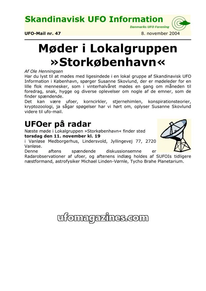 Cover of UFO Mail (SUFOI) issue nr. 47: Skandinavisk UFO Information