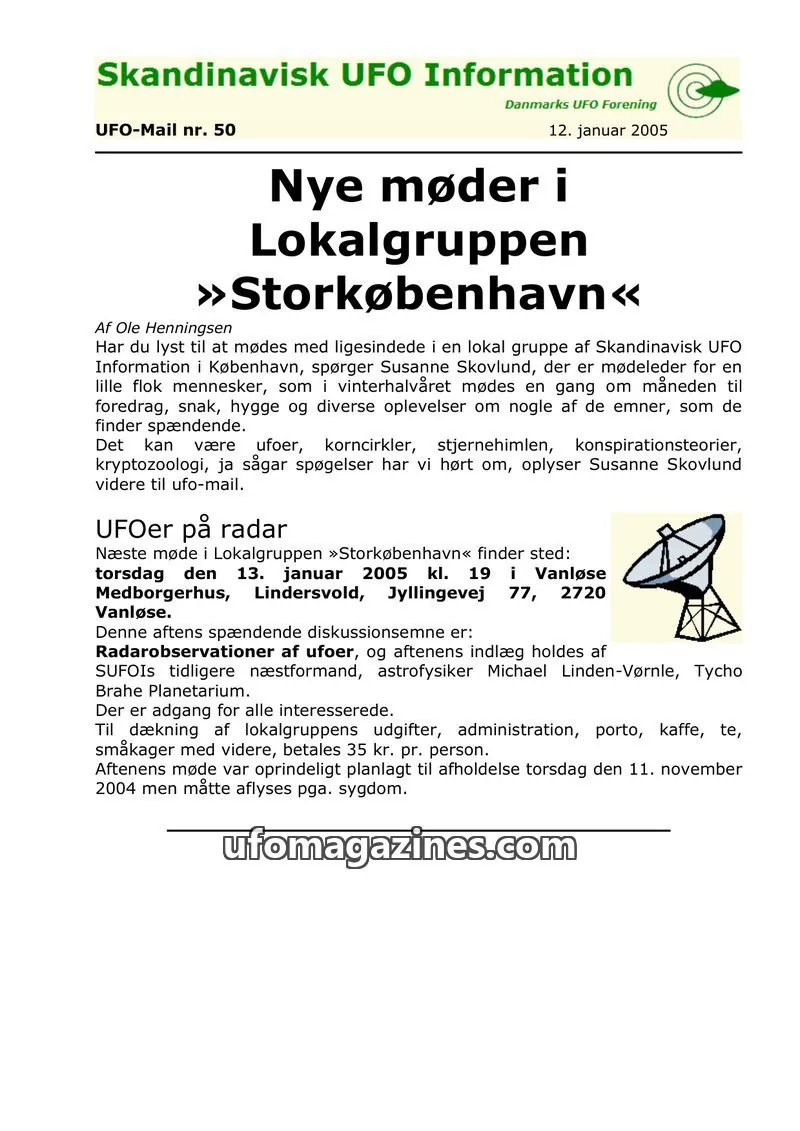 Cover of UFO Mail (SUFOI) issue nr. 50: Skandinavisk UFO Information