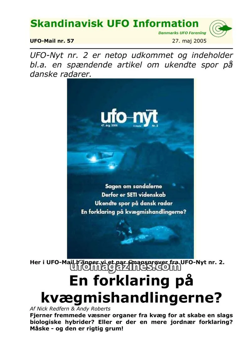Cover of UFO Mail (SUFOI) issue 57: Skandinavisk UFO Information