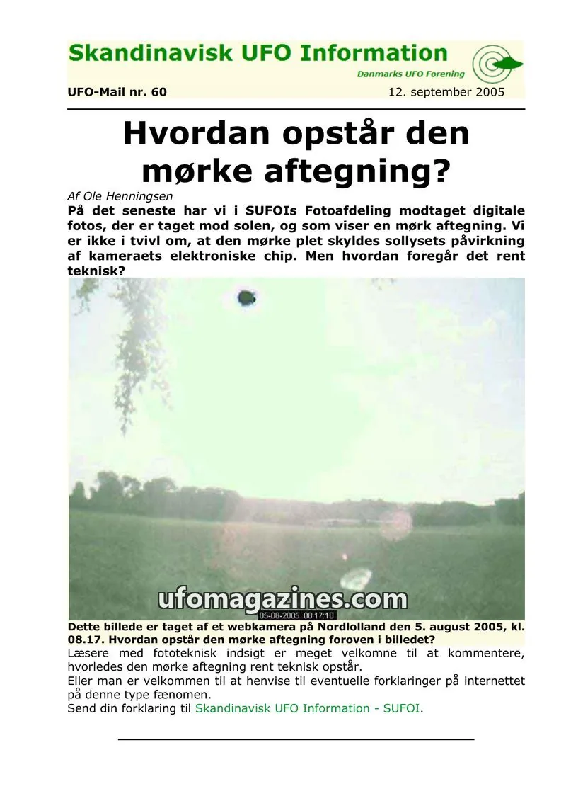 Cover of UFO Mail (SUFOI) issue nr. 60: Skandinavisk UFO Information