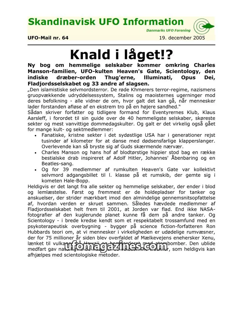Cover of UFO Mail (SUFOI) issue 64: Skandinavisk UFO Information